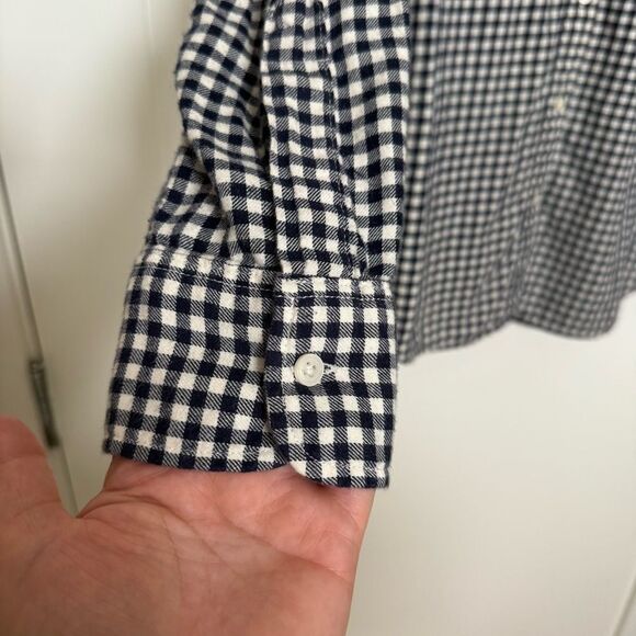 Uniqlo Flannel Shirt Womens Sz L White Black Checkered Button Up Long Sleeve - Picture 4 of 11